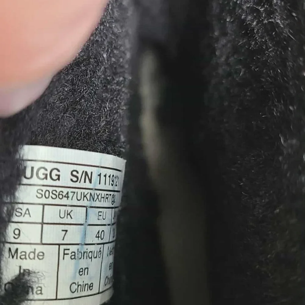 UGG Black Suede Logo Print Classic Boot size 9